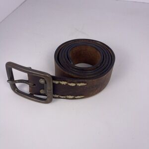 VTG AMERICAN EAGLE OUTFITTERS Brown Leather Belt Y2k perfect amount‎ of wear 42"